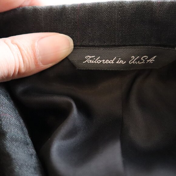 Vtg Threadneedle Mens Suit Jacket Sports Coat Dark Gray Blue Red Pinstripe 44 - Picture 6 of 6